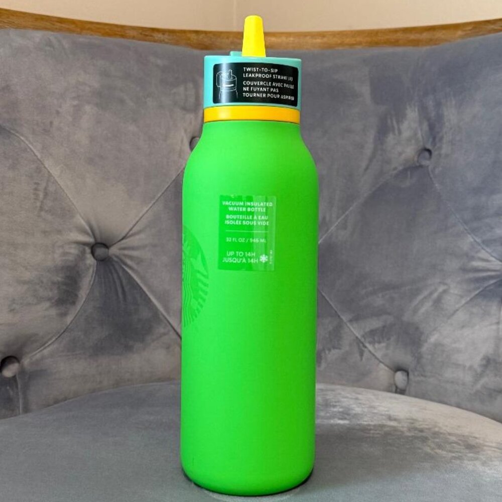 Starbucks Green Stainless Steel Vacuum Insulated Water Bottle with Straw, 32 Oz - Picture 2 of 7